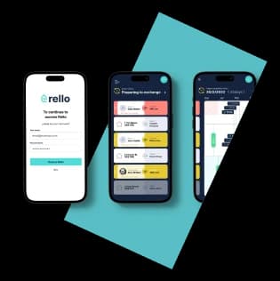 Mobile app screens displaying a fintech interface with account access, transaction tracking, and financial management features.