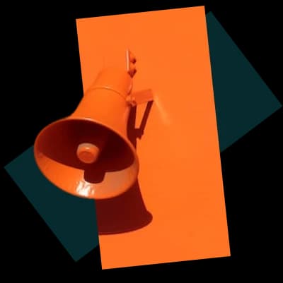 Orange megaphone symbolising brand strategy, messaging, and marketing direction.